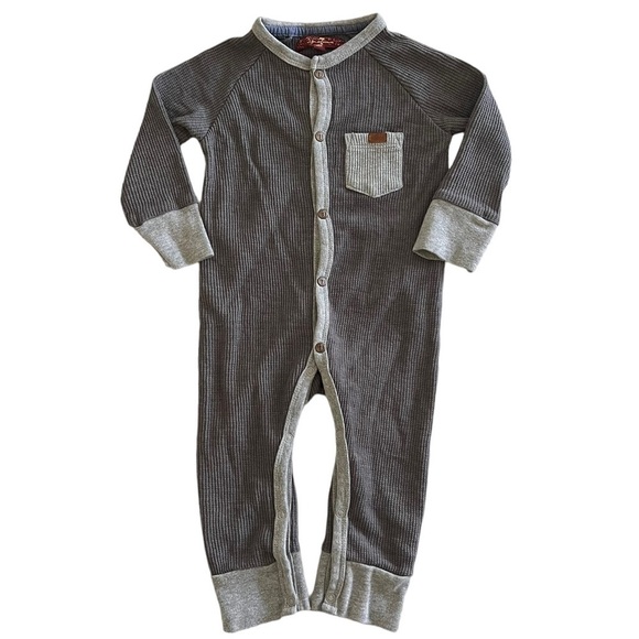 7 For All Mankind Infant Thermal Long Sleeve One Piece Romper Size 6/9M - Picture 1 of 6